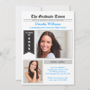 Krant Foto Afstuderen Uitnodiging