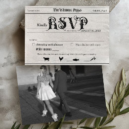 krant foto bruiloft uitnodigen RSVP-kaart RSVP Kaartje