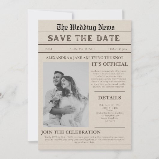  krant foto grappige bruiloft uitnodiging (Voorkant)