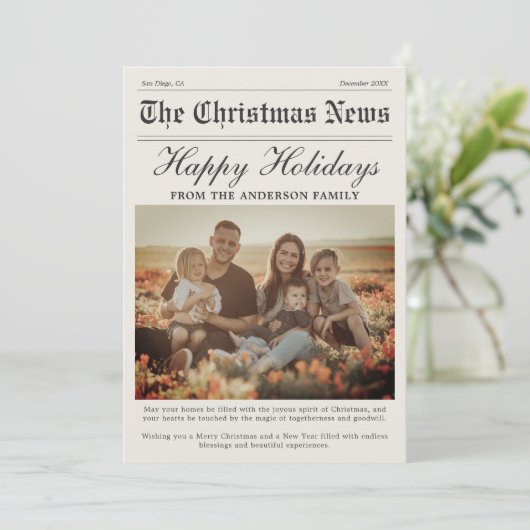 Krant Foto Kerst Kaart (Staand voorkant)