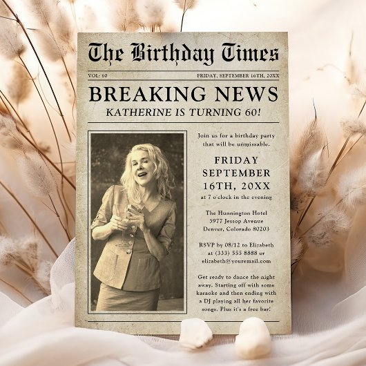  krant foto verjaardagsfeestje kaart