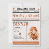 Krant Friendsgiving Dinner Thanksgiving Fall Kaart (Voorkant)