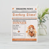 Krant Friendsgiving Dinner Thanksgiving Fall Kaart (Staand voorkant)