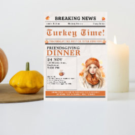 Krant Friendsgiving Dinner Thanksgiving Fall Kaart