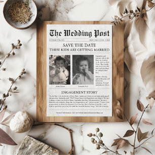 Krant Funny Unieke Kinderen sparen de datum bruilo Kaart