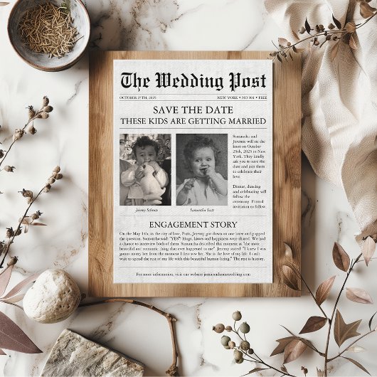 Krant Funny Unieke Kinderen sparen de datum bruilo Kaart