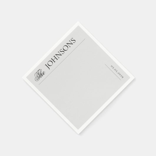  krant grijs familienaam bruiloft servet (Hoek)
