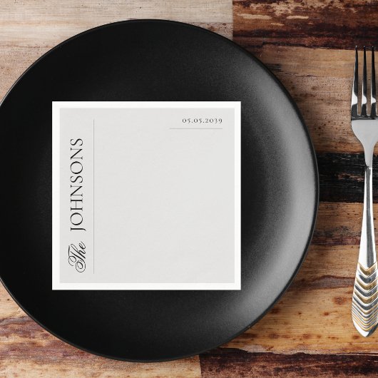  krant grijs familienaam bruiloft servet