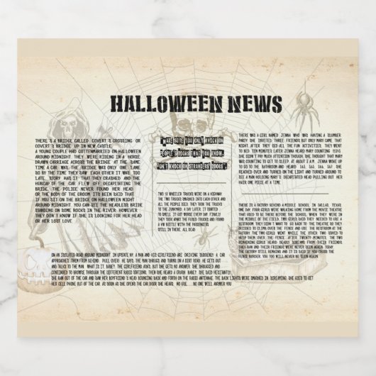  krant Halloween Bier Etiket (Enkel label)