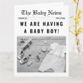 Krant Het is een jongen Baby Gender Onthulling Kaart (Gele Bloem)