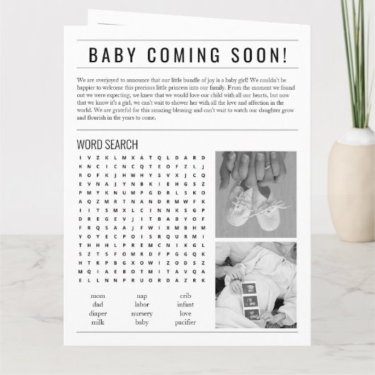 Krant Het is een meisje Baby Gender Onthulling Kaart (Achterkant)