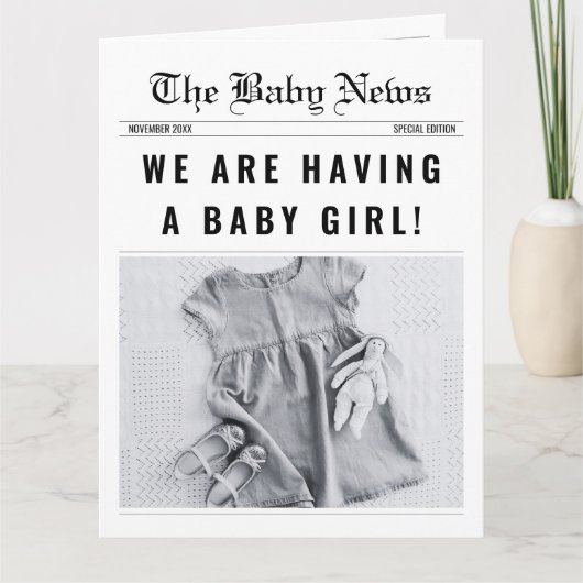 Krant Het is een meisje Baby Gender Onthulling Kaart (Voorkant)