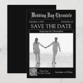 Krant Huwelijk 1 Foto QR-code Save the Date (Voorkant / Achterkant)