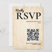 Krant Huwelijk Rustieke Elegante QR Code RSVP Kaart (Achterkant)