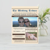 Krant Huwelijk Save The Date Aankondiging (Staand voorkant)