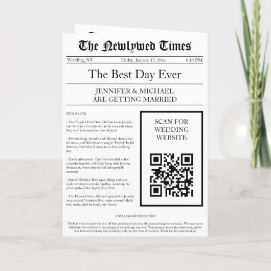 Krant Huwelijks Tijdslijn Programma Verhaal (Achterkant)