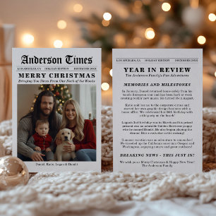 Krant Jaaroverzicht Breaking News Kerstmis Feestdagenkaart