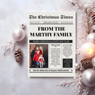 Krant Jaaroverzicht Foto Collage Kerstmis Feestdagenkaart