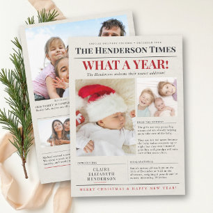Krant Jaaroverzicht Foto Familie Kerstmis Feestdagenkaart