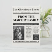 Krant Jaaroverzicht Zwart en Wit Foto Feestdagenkaart (Staand voorkant)