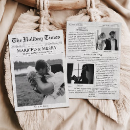 Krant Kerst Vrolijk & Getrouwd 3 Foto Feestdagenkaart