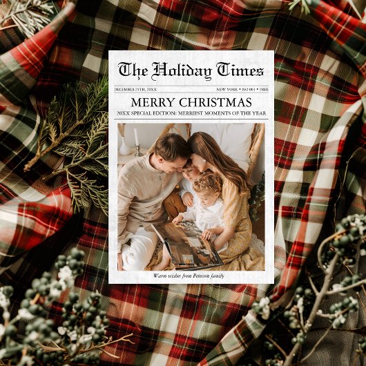 Krant Kerstnieuwsbrief Fotocollage Feestdagenkaart