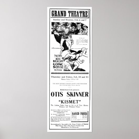 krant "Kismet" uit 1921 en poster (Voorkant)