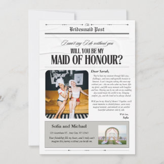  krant Maid of Honor Proposal Kaart