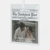 Krant Merry and Married Kerstaccenten Foto Glas Ornament (Voorkant links)