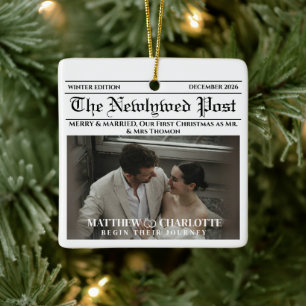 Krant Merry and Married Kerstaccenten Foto Keramisch Ornament
