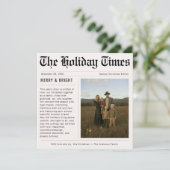 krant Merry & Bright Familiefoto Feestdagenkaart (Staand voorkant)