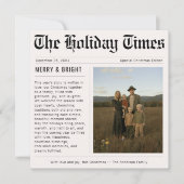krant Merry & Bright Familiefoto Feestdagenkaart (Voorkant)