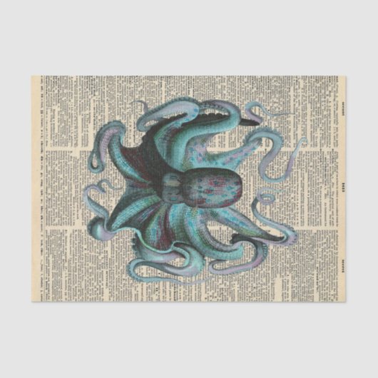  krant met Blue Octopus GiantDecoupage Tissuepapier (Voorkant)