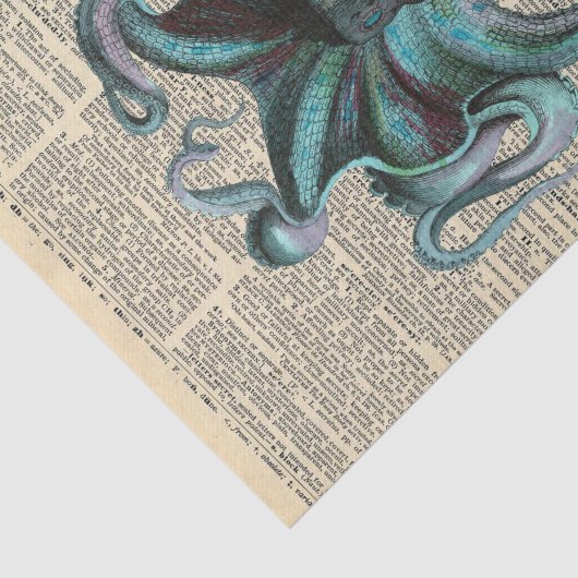 krant met Blue Octopus GiantDecoupage Tissuepapier (Detail)
