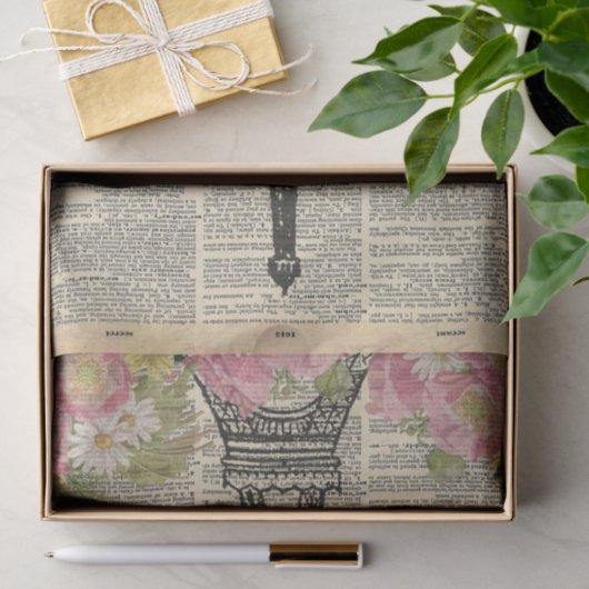 krant met Flowers Paris ontkoppeling Tissuepapier (Geschenk)