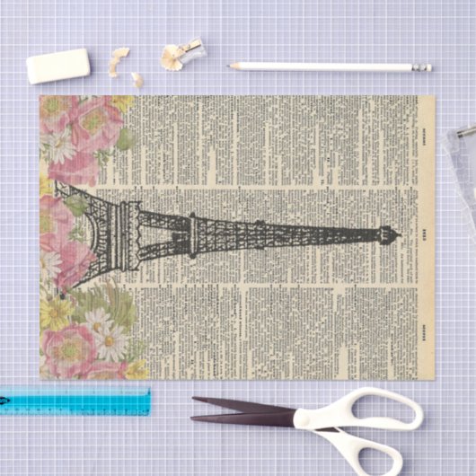 krant met Flowers Paris ontkoppeling Tissuepapier (Craft)