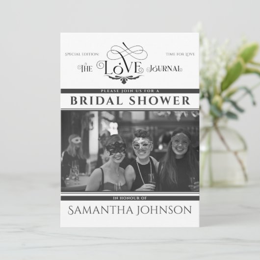 Krant Modern Script Bruids & Koppels Douche Kaart (Staand voorkant)