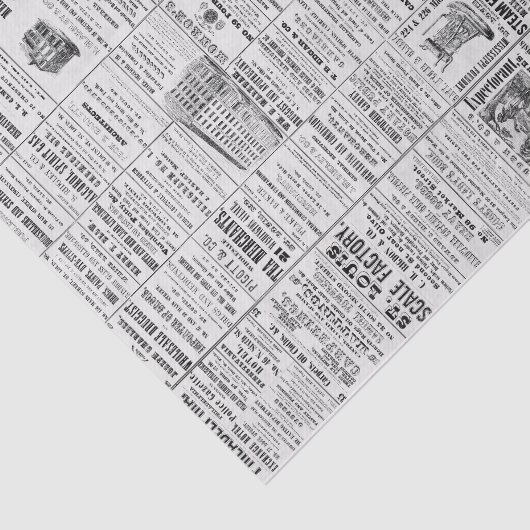 krant News Black & White Decoupaging Tissuepapier (Detail)