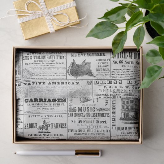  krant News Black & White Decoupaging Tissuepapier (Geschenk)