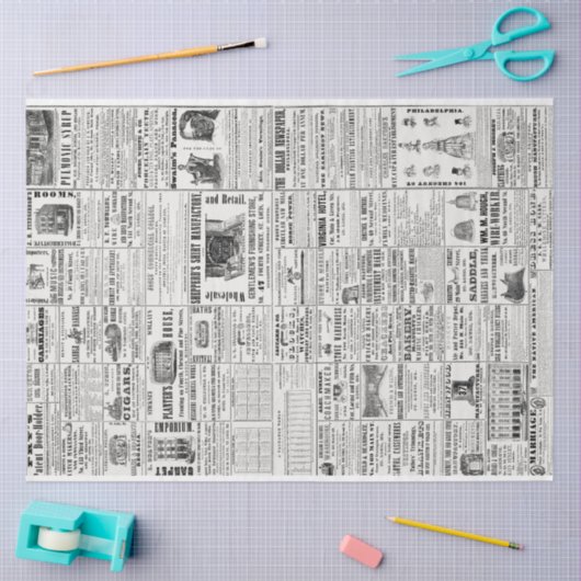  krant News Black & White Decoupaging Tissuepapier (Craft)