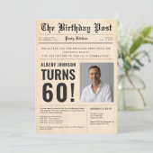 Krant op 60e verjaardag foto kaart (Staand voorkant)