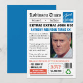 Krant over elke leeftijd Foto van Birthday Uitnodi Kaart (Voorkant / Achterkant)