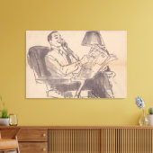 krant Papa Stretched Canvas Afdrukken (Insitu (Woonkamer))