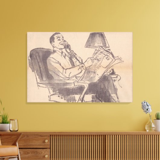  krant Papa Stretched Canvas Afdrukken (Insitu (Woonkamer))