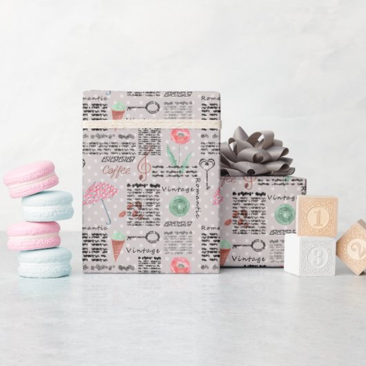 krant poka dots stijlvol retro cadeaupapier (Baby Shower)