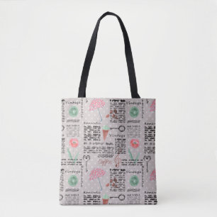 krant poka dots stijlvol retro tote bag