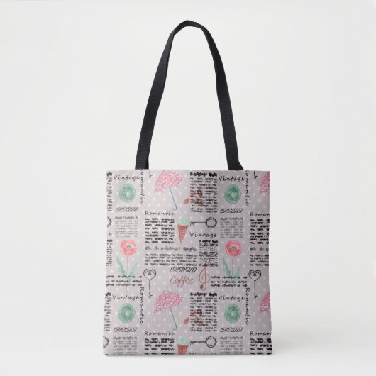 krant poka dots stijlvol retro tote bag (Voorkant)