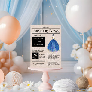 Krant Quinceañera Blauw Azul Antiek Kaart