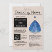 Krant Quinceañera Blauw Azul Antiek Kaart (Voorkant)