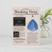 Krant Quinceañera Blauw Azul Antiek Kaart (Staand voorkant)